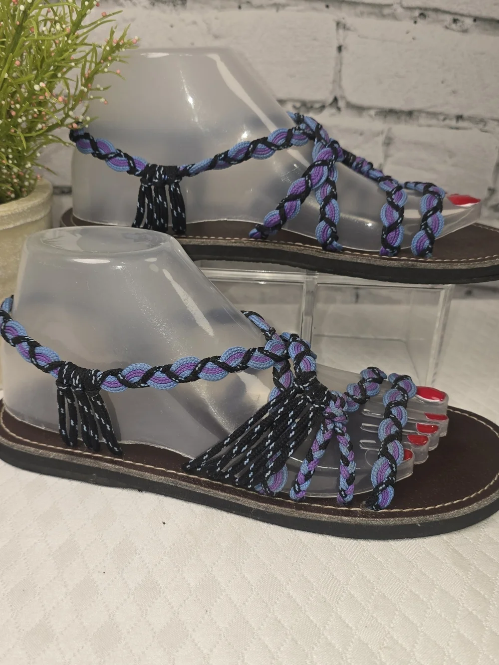 RABBIT RABBIT BRAIDED ROME SANDAL PURPLE BLACK BLUE BOHO BEACH WOMENS 39